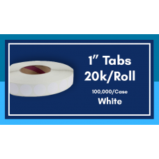 1" White Tabs - 20K/Roll