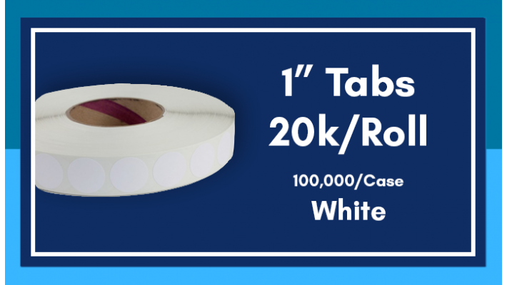1" White Tabs - 20K/Roll